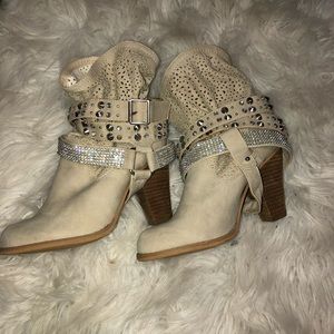 Hot rated booties with studs and crystals